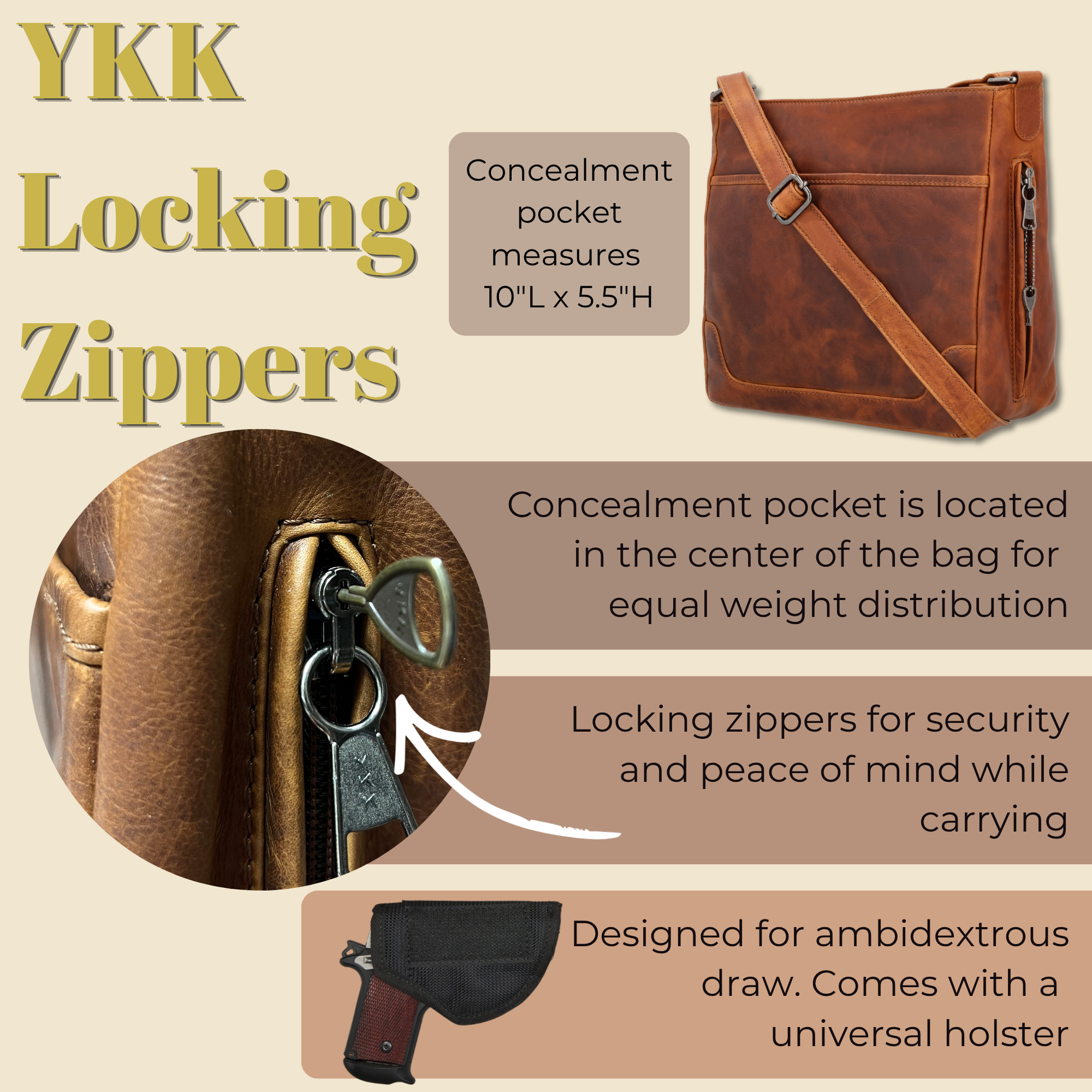 Lydia Crossbody – Lightweight Concealed Carry Purse