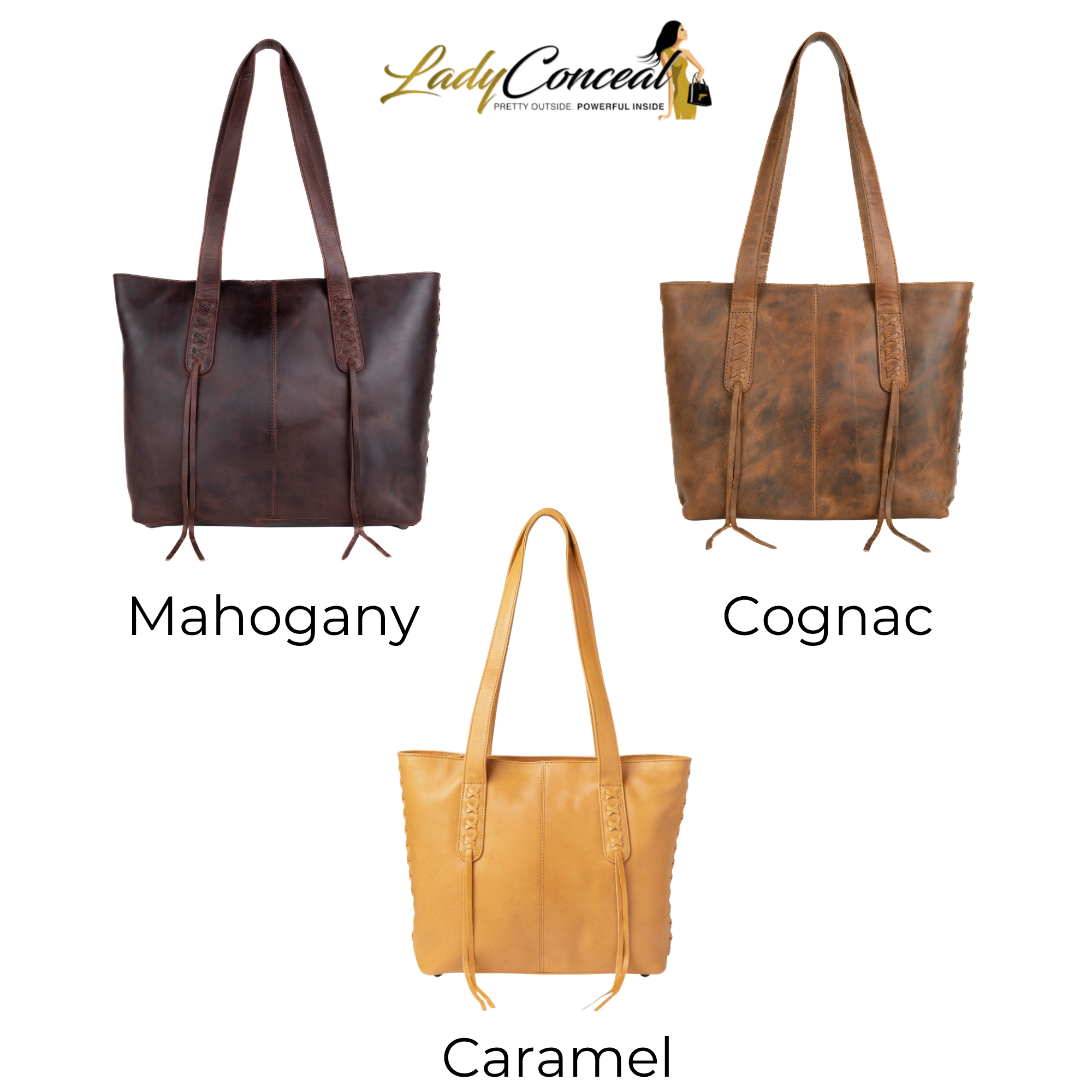 Concealed Carry Reagan Medium Leather Tote by Lady Conceal