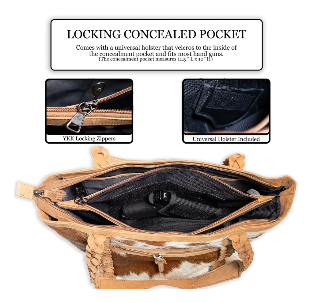 Concealed Carry Riley Hair-On Patchwork Tote by UC Leather Company