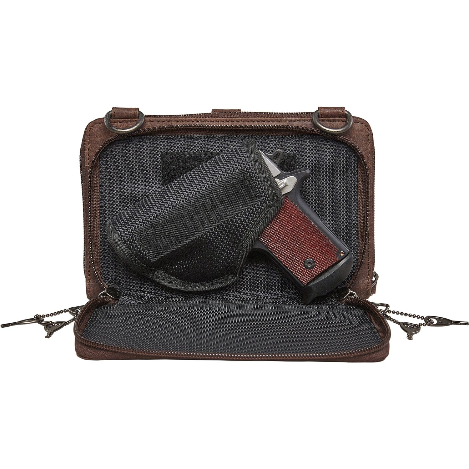 Concealed Carry Millie Leather Crossbody Organizer -  YKK Locking with Universal Holster for Pistol -  Lightweight Concealed Carry -  CCW Pistol Bag -  Women Conceal Carry -  crossbody handgun bag -  crossbody bags for everyday use -  Lady Conceal -  Unique Hide Purse -  Locking YKK Purse -  Fanny Pack for Gun and Pistol -  Easy CCW -  Fast Draw Bag -  Secure Gun Bag