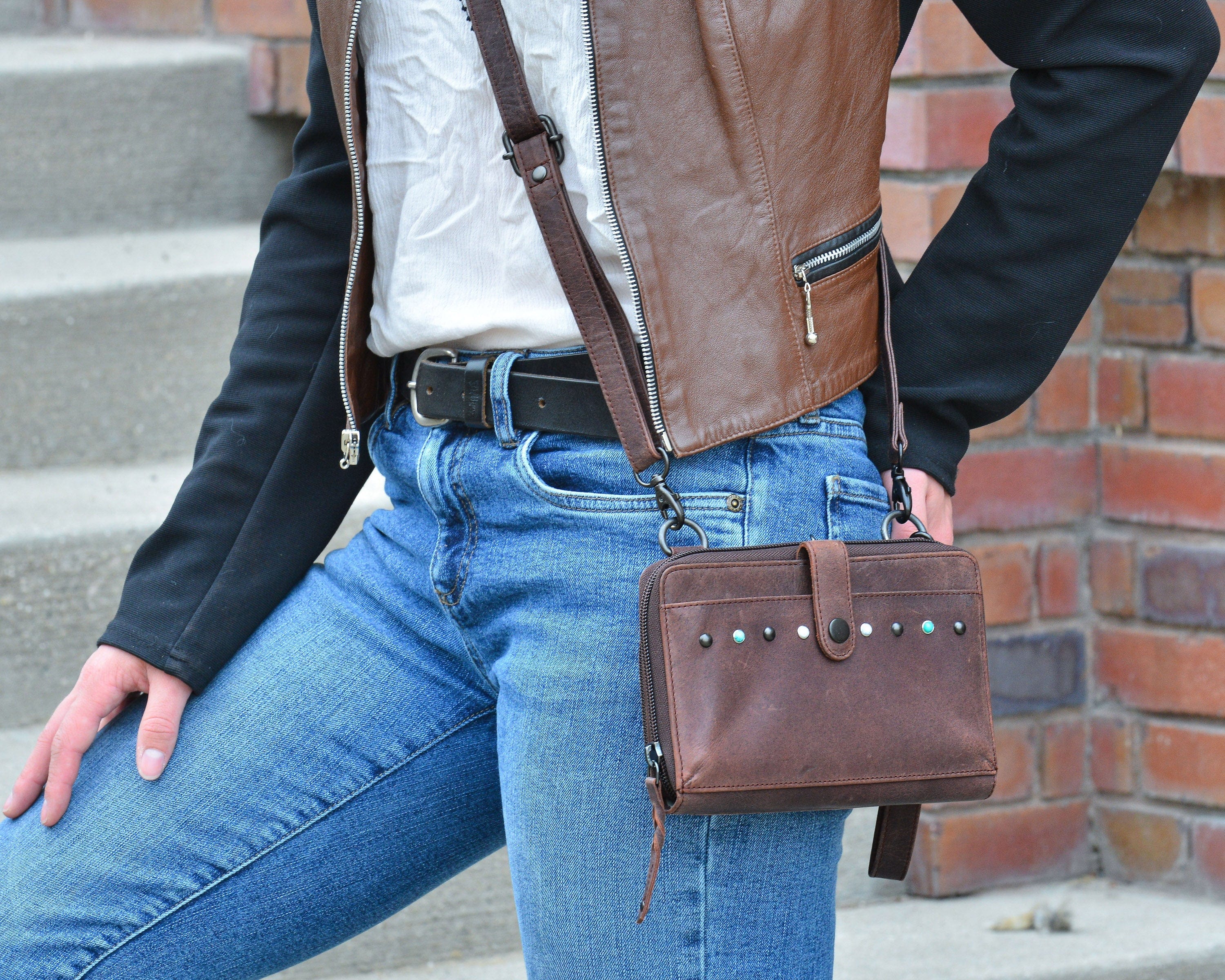 Concealed Carry Millie Leather Crossbody Organizer -  YKK Locking with Universal Holster for Pistol -  Lightweight Concealed Carry -  CCW Pistol Bag -  Women Conceal Carry -  crossbody handgun bag -  crossbody bags for everyday use -  Lady Conceal -  Unique Hide Purse -  Locking YKK Purse -  Fanny Pack for Gun and Pistol -  Easy CCW -  Fast Draw Bag -  Secure Gun Bag